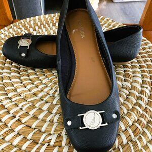 Nautica Pembina flats shoes 7.5  faux leather ballet flats in navy blue